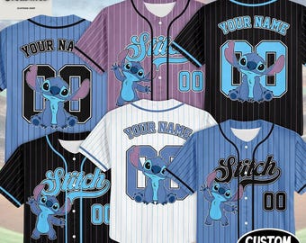 Custom Disney Lilo and Stitch Baseball Jersey, Personalized Stitch Shirt, Disney Birthday Gift, Gift for Baseball Fans, Kids Disney Outfit