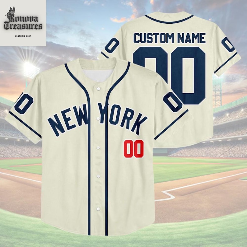 A baseball jersey with the New York team name and the number 00 displayed on it.