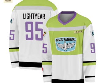 Lightyear Space Rangers Hockey Jersey, Buzz Space Ranger Costume Shirt, Custom Name and Number Anime Jersey, To Infinity and Beyond Fan Gift