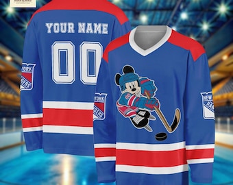 Custom Mickey Hockey Jersey with Name and Number, Personalized Cartoon Sports Shirt for Fans, Embroidered Hockey Jersey