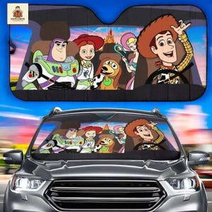 Toy Story Car Sun Shade, Woody and Buzz Lightyear Windshield Sunshade, Funny Pixar Friends Auto Front Window Cover
