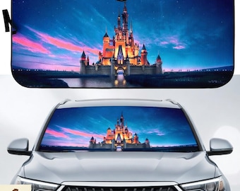 Magical Castle Car Sunshade, Windshield Sun Protector, UV Heat Block, Fairy Tale Car Accessory