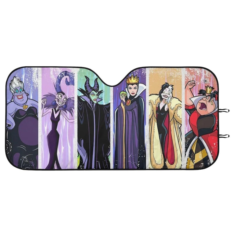A collection of cartoon characters from the Disney movie "The Dark Princess", including the evil stepmother, stepdaughter, and other mischievous figures.