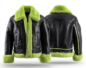 Handgefertigte Lammfell-Leder-Moto-Jacke | Herren Wintermode