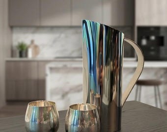 Luxury Silver-Plated Afroditi Carafe Set with 2 Tumblers by Paola C. – Designer Kristina Niedderer Modern Minimalist Serveware