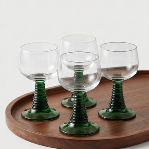 Set of 12 Vintage Luminarc Glasses – Green Stem Glassware