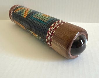 Wooden Teleidoscope with Glass Sphere, Poyography Barrel Design, 10-Inch Display Scope