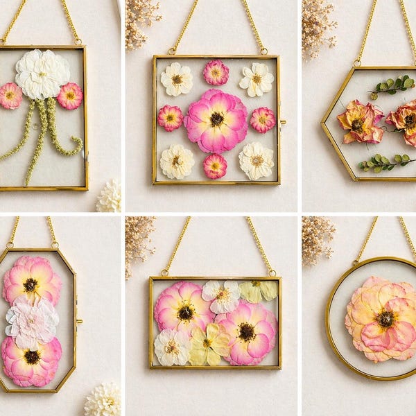 Custom Pressed Wedding Bouquet Frame Set | Gold Floating Flower Preservation