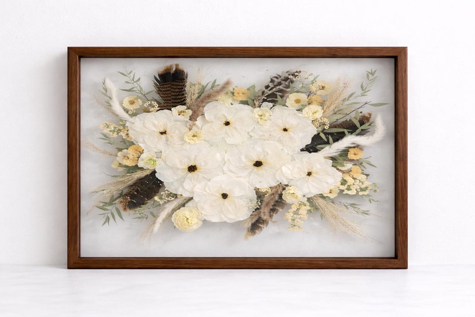 Custom Pressed Wedding Bouquet Frame | Bridal Flower Preservation | Personalized Wedding Keepsake in Walnut