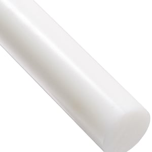 May include: A close-up of a white, cylindrical rod. The rod is smooth and appears to be made of a solid material. The lighting creates highlights and shadows, emphasizing the cylindrical shape. The background is plain white.