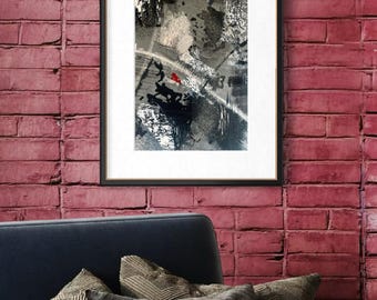 Charcoal Grey Abstract Wall Art Print, Modern Neutral Printable Decor, Elegant Digital Artwork