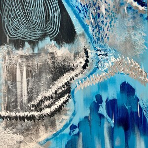 No Limiar de uma Nova Terra – abstrato azul A3 – impressão digital – decoração de parede – pôster moderno – download de arte abstrata