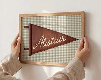 Decorazione murale personalizzata per la cameretta del neonato, stampa personalizzata del nome, regalo per baby shower, decorazioni per la cameretta dei bambini in stile vintage a quadretti.