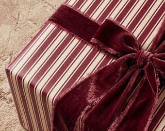Vintage Burgundy Stripe Wrapping Paper Luxury Gift Wrap Classic gift wrap for wife romantic Packaging Old Money Elegant Striped Gift Wrap