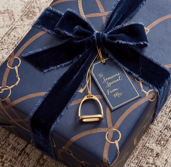 Navy Polo Gift Wrap Luxury Equestrian Wrapping Paper Old Money Horse Lover Gift Wrap Country Club Preppy luxury horse lover gift wrap