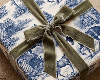 Papel de regalo Heritage Toile, papel de regalo para mujer Old Money, papel de regalo de lujo para fiestas, rollo de papel de regalo premium para fiestas con estampado Vintage Toile