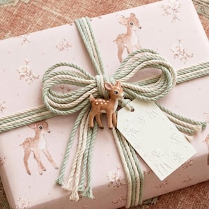 Little Girl Christmas Gift Wrap Blush Deer Wrapping Paper for Daughter Christmas Present Woodland Pink Gift Wrap for Girls cute deer wrap
