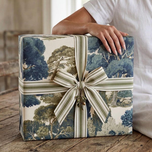 Forest Toile Gift Wrap Luxury Woodland Wrapping Paper Vintage Botanical Christmas Gift Wrap Heritage Nature Wrapping Paper