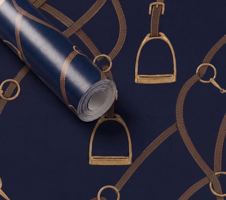 luxury horse tack gift wrap navy equestrian wrapping paper sophisticated navy gift wrap stirrup pattern wrapping paper elegant luxury wrapping paper classic polo inspired wrapping paper country club gift wrap luxury birthday wrap masculine luxury gift wrap equestrian style wrapping paper navy old money wrapping paper