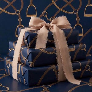 navy blue equestrian wrapping paper luxury horse themed gift wrap elegant stirrup wrapping paper old money navy gift wrap preppy luxury wrapping paper heritage inspired gift wrap polo aesthetic wrapping paper luxury gift wrap for him equestrian christmas wrapping paper navy and brown wrapping paper