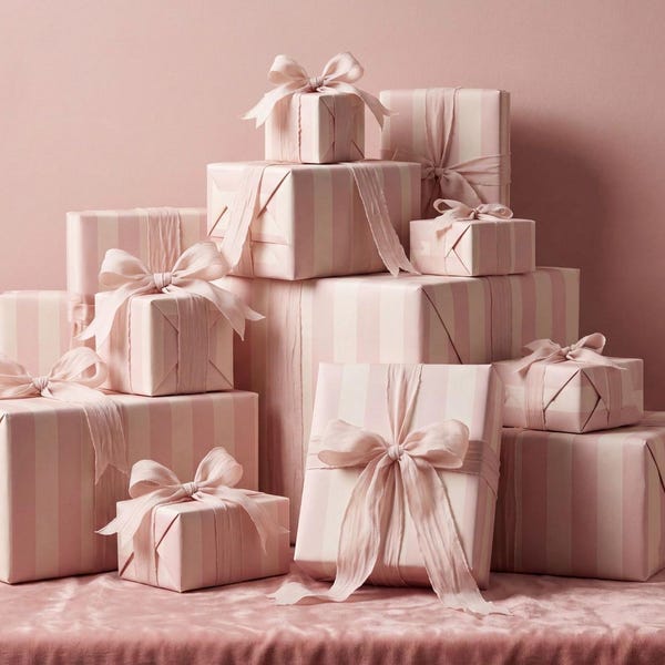Blush classic Stripe Gift Wrap Paper classy feminine Wrapping Paper pink Christmas Bridal Shower gift Elegant Soft Stripe Wrapping Paper