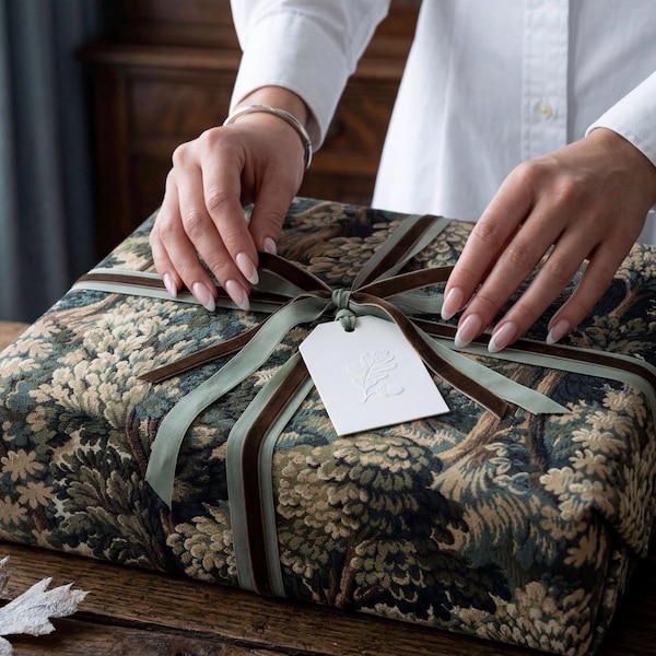 Vintage bos tapijt cadeaupapier bos toile inpakpapier erfgoed landhuis cadeaupapier luxe natuur cadeaupapier