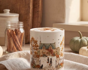 Halloween Mug Autumn Trick or Treat Mug Fall Cottage Mug Pumpkin Patch Mug Spooky Season Coffee Cup Cozy Autumn Decor Gift