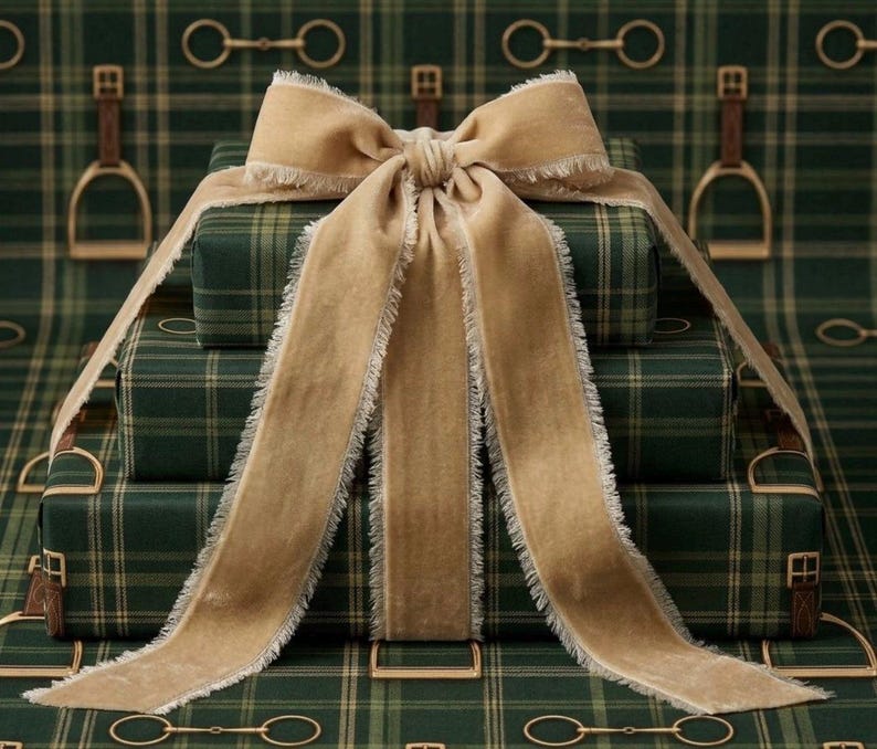 classic polo inspired gift wrap dark green plaid wrapping paper luxury equestrian gift wrapping horse riding inspired present wrap
