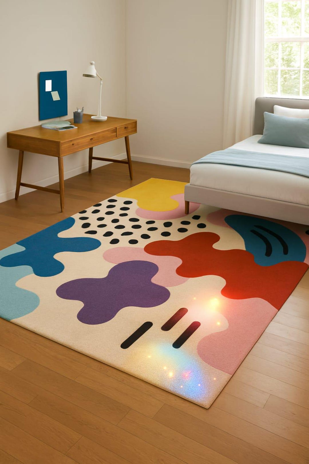 Colorful Abstract Rug 8x10 Modern Area Funky Pastel Art Carpet Hand ...