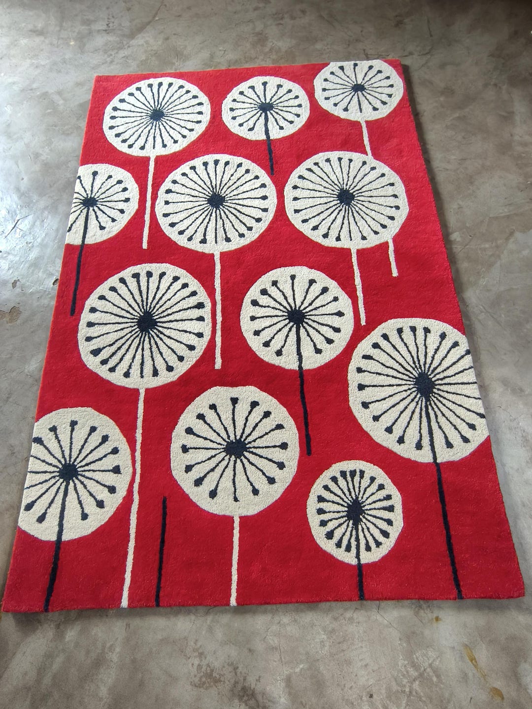 Modern Rug Red Pattern Mid Century Modern Red Rug Retro Area Rug Geometric Living Room Carpet ...