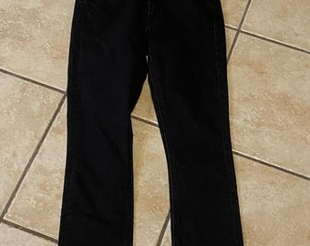 Jeans negros para mujer Mother Superior 25 con efecto desgastado y estampado deslumbrante "¿Quién se arrepiente ahora?" hasta el tobillo