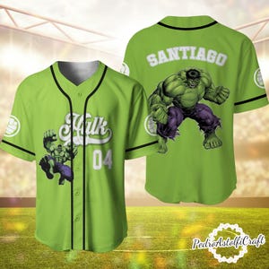 Marvel Hulk Baseball Jersey – Personalized Name & Number Shirt – Custom Hulk Superhero Jersey Gift for Kids Fans
