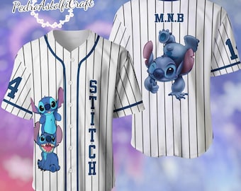 Personalized Stitch Disney Baseball Jersey, Custom Name Number Shirt, Lilo and Stitch Baseball Jersey, Disney Family Matching Outfit