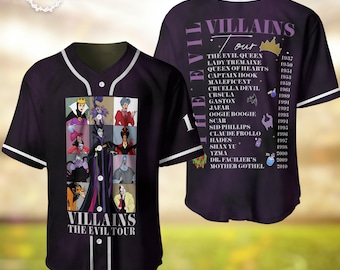 Disney Villains Evil Tour Baseball Jersey, Disney Villains Shirt, Maleficent Ursula Cruella Jersey, Disney Villain Fan Gift