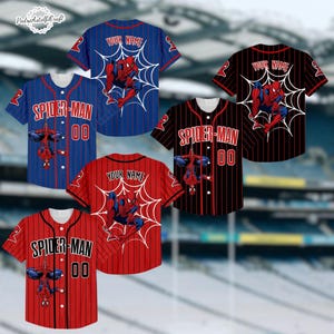 Custom Spider Man Baseball Jersey, Personalized Marvel Superhero Jersey, Disney Spiderman Team Shirt, Unique Gift for Kids Youth Adult Fans