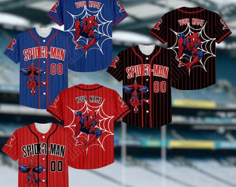 Camiseta de béisbol personalizada de Spider-Man, camiseta personalizada de superhéroe de Marvel, camiseta del equipo de Spider-Man de Disney, regalo único para niños, jóvenes y adultos fanáticos