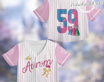 Personalized Princess Aurora Baseball Crop Top Jersey, Disney Sleeping Beauty Shirt, Custom Name Number Girls Baseball Jersey
