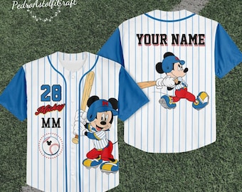 Personalized Mickey Mouse Baseball Jersey, Custom Vintage Disney Jersey Shirt for Kids Youth Adults, Mickey Team Outfit, Birthday Gift Shirt
