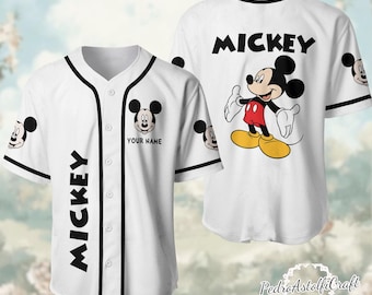 Mickey Mouse Baseball Jersey, Disney Mickey Personalized Name Jersey Shirt, Custom Mickey Baseball Shirt, Disney Family Trip Outfit