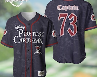 Disney Pirates of the Caribbean Baseball Jersey, Captain Jack Sparrow Jersey, Custom Name Number Pirates Shirt, Disney Cruise Outfit