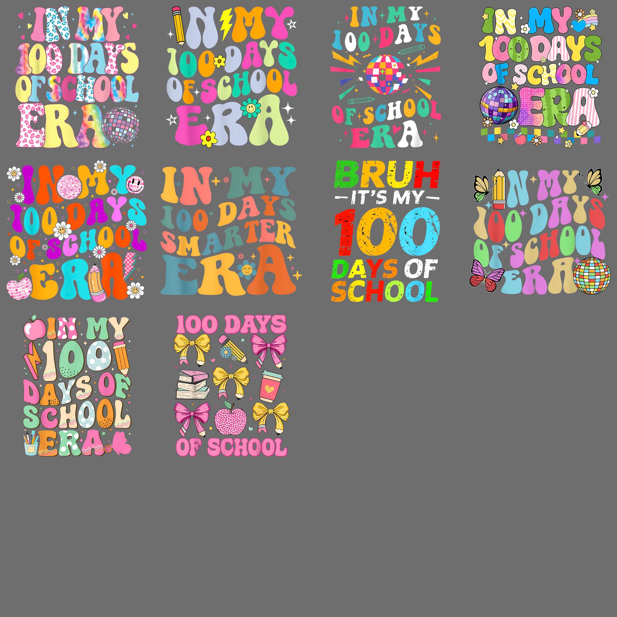 In My 100 Days of School Era PNG – Funny Student Teacher Clipart, 100th ...
