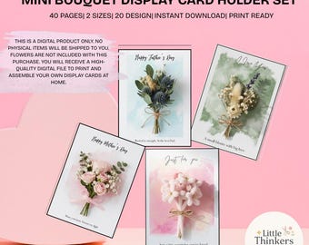 Display Card Mini Bouquet Printable Packaging for Crochet Flowers and Keychains Non Editable A4 Size Small Business Floral Gift Tag PDF