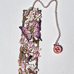 Personalized Bookmark Metal with Initial Butterfly Floral Bookmark Custom Initial Bookmark Elegant Book Lover Gift Reader Gift Teacher Gift image 5