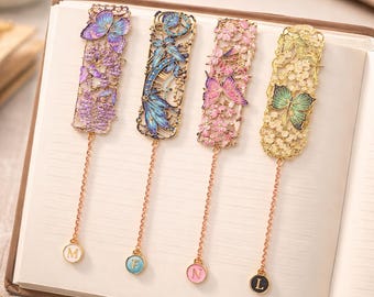 Personalized Bookmark Metal with Initial Butterfly Floral Bookmark Custom Initial Bookmark Elegant Book Lover Gift Reader Gift Teacher Gift