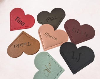 Personalized Heart Bookmark Faux Leather| Custom Engraved Corner Bookmark | Cute Book Accessory| Gift for Book Lovers Students