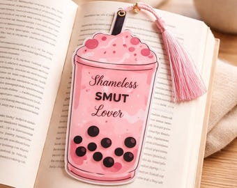 Funny Bookmark for Book Lovers Romance Reader Gift, Cute Pink Boba Bookmark, BookTok Reader Accessory, Gift for Her