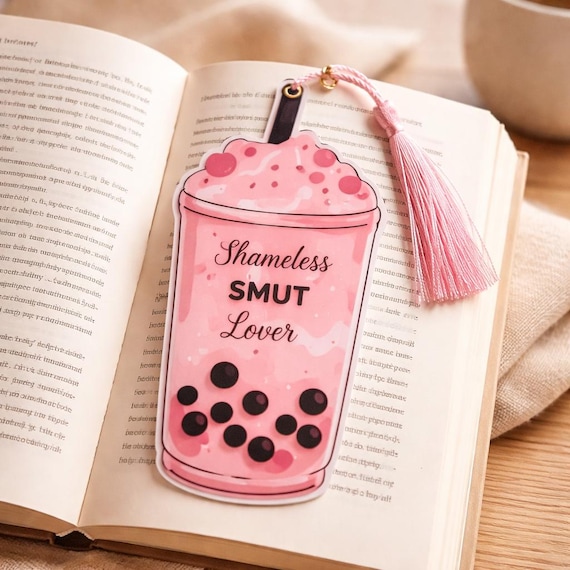 Funny Bookmark for Book Lovers Romance Reader Gift, Cute Pink Boba Bookmark, BookTok Reader Accessory, Gift for Her