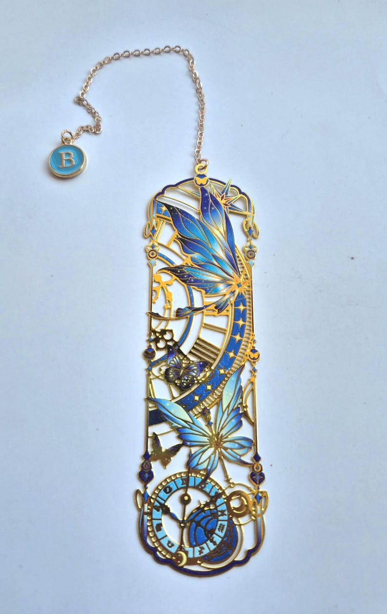 Personalized Bookmark Metal with Initial Butterfly Floral Bookmark Custom Initial Bookmark Elegant Book Lover Gift Reader Gift Teacher Gift image 4