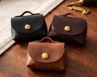 Leather Airpods Case Keychain Mini Storage Pouch AirPods Bag Small Coin Cable Holder Gift for her him