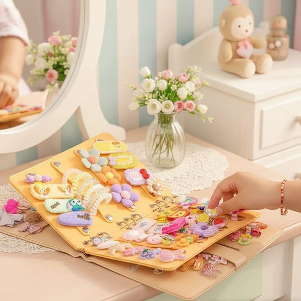 Hair Accessory Storage Organizer Felt Hair Clip Holder for Girls Hair Tie Display Book Storage Bow Nursery Organization Bag Tidy Corner Gift